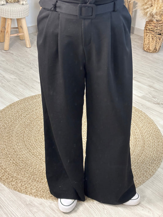 PANTALON LARGE A PINCE NOIR