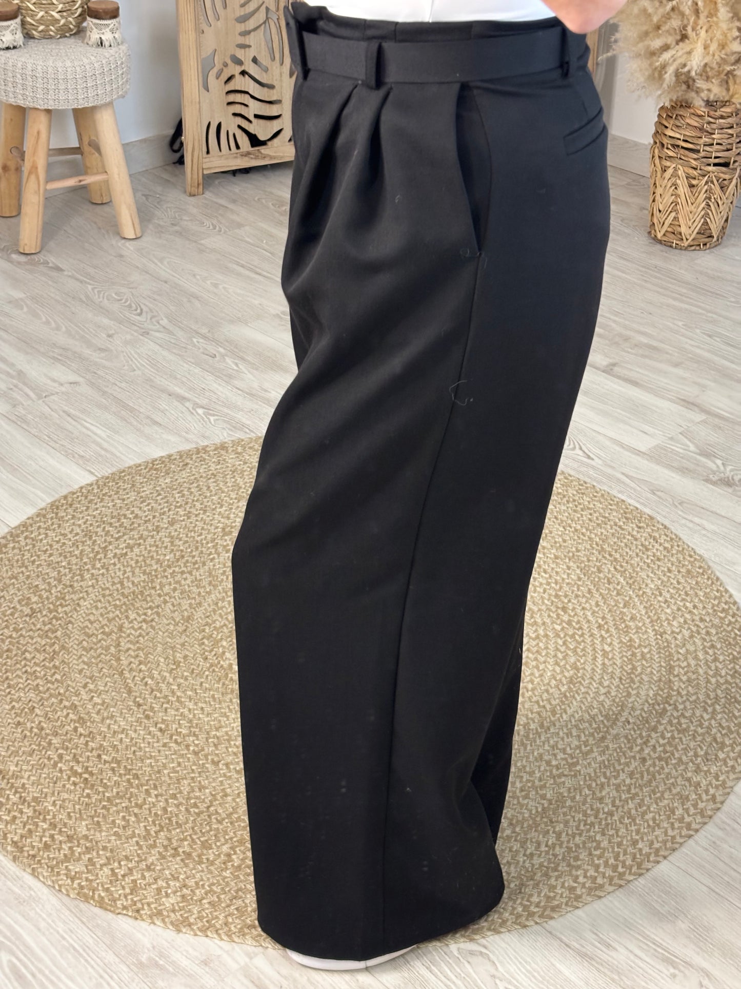 PANTALON LARGE A PINCE NOIR