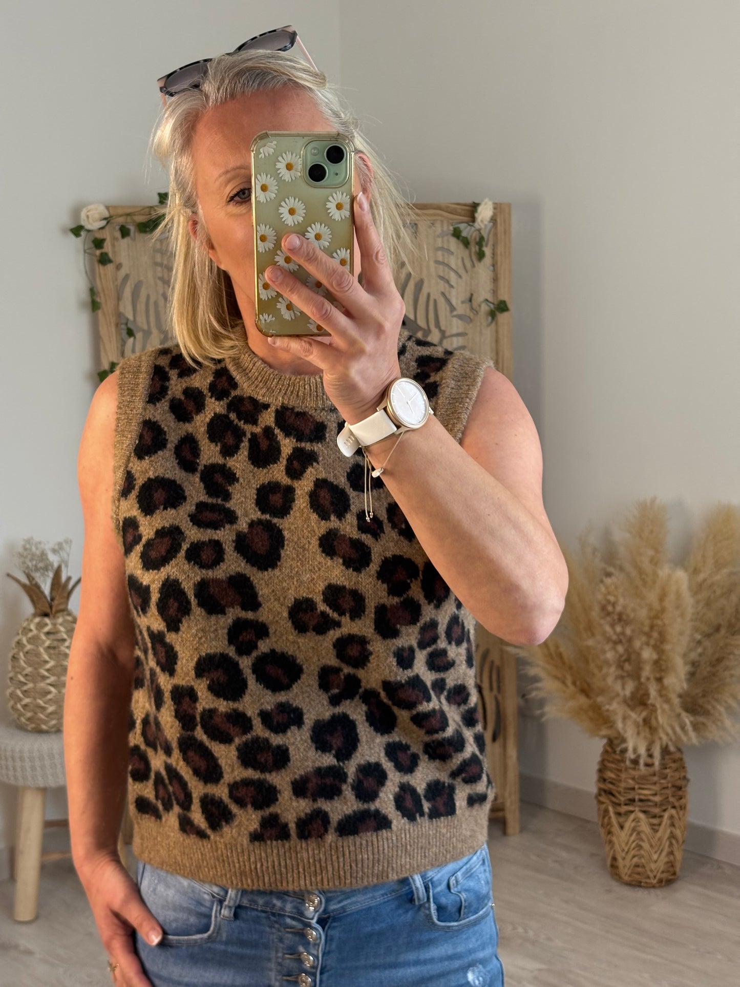 PULL S/MANCHES LEOPARD