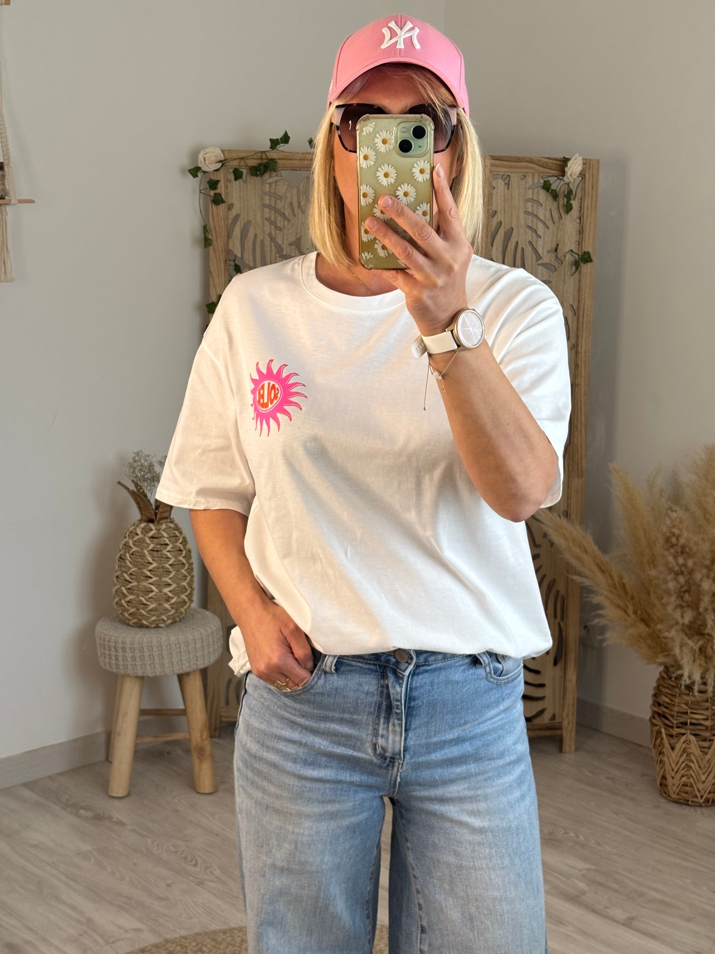 T SHIRT SOLEIL BLANC/PINK