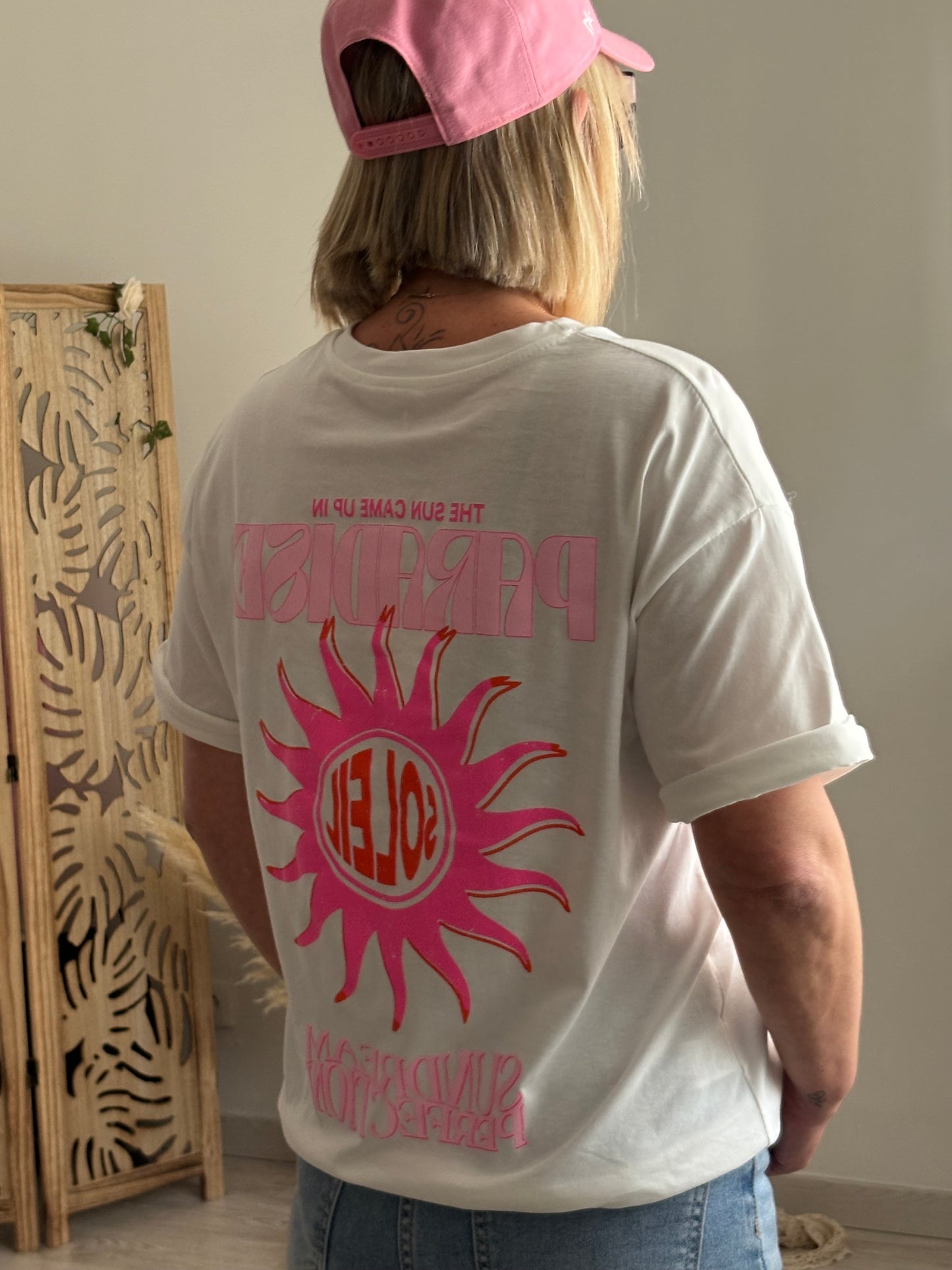 T SHIRT SOLEIL BLANC/PINK