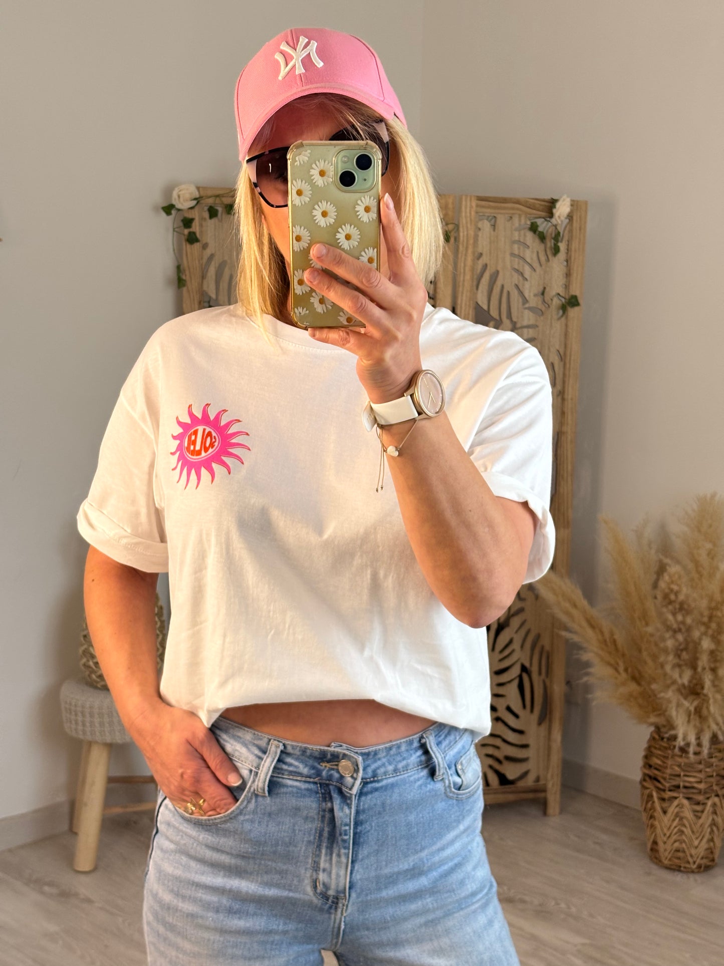 T SHIRT SOLEIL BLANC/PINK