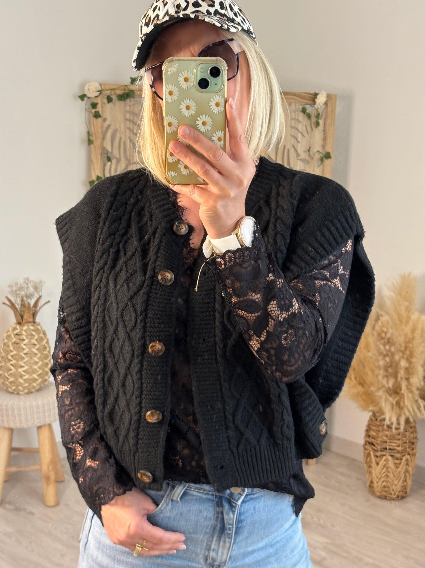 GILET TORSADE NOIR