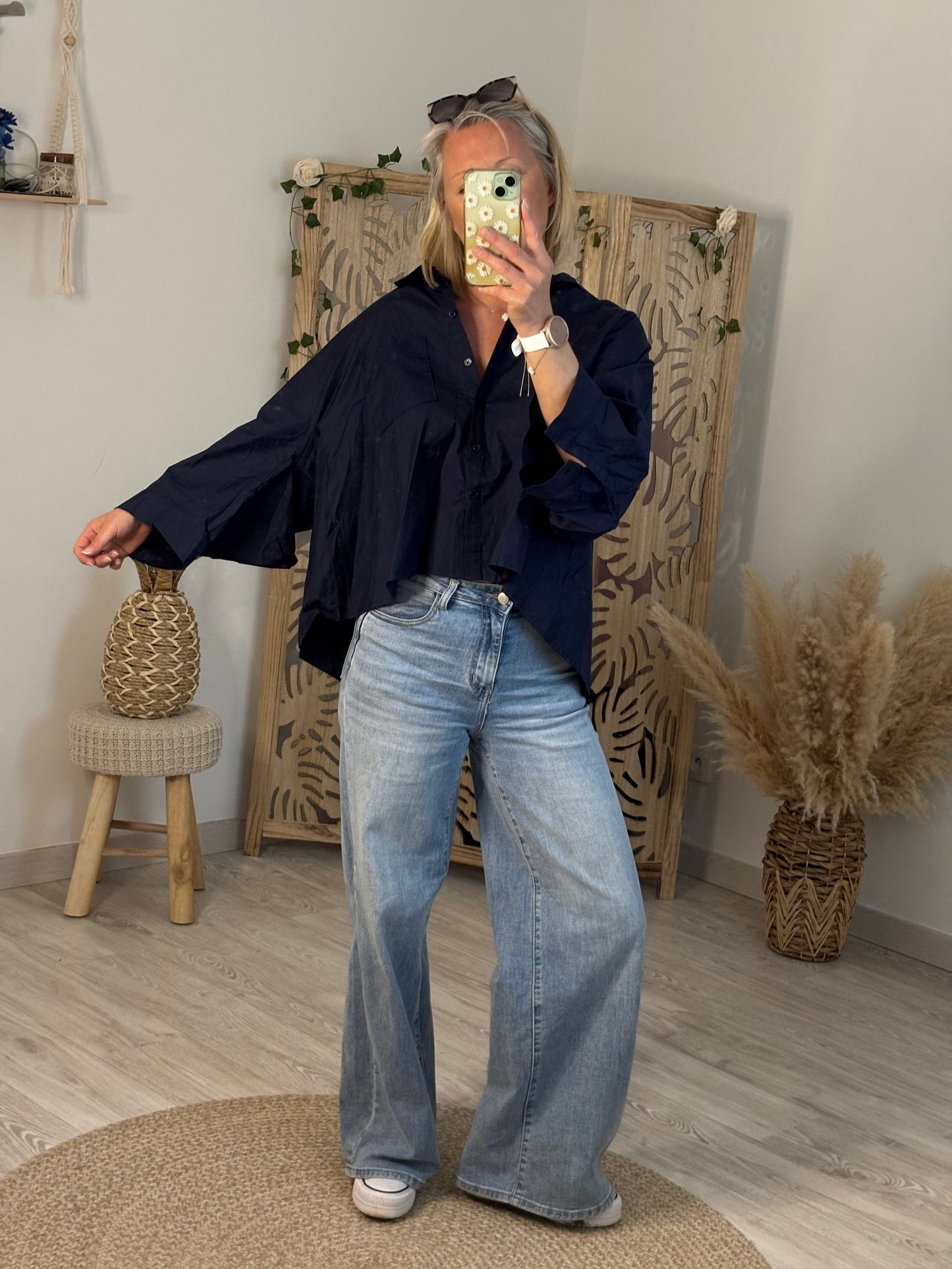 CHEMISE COURTE BLEUE