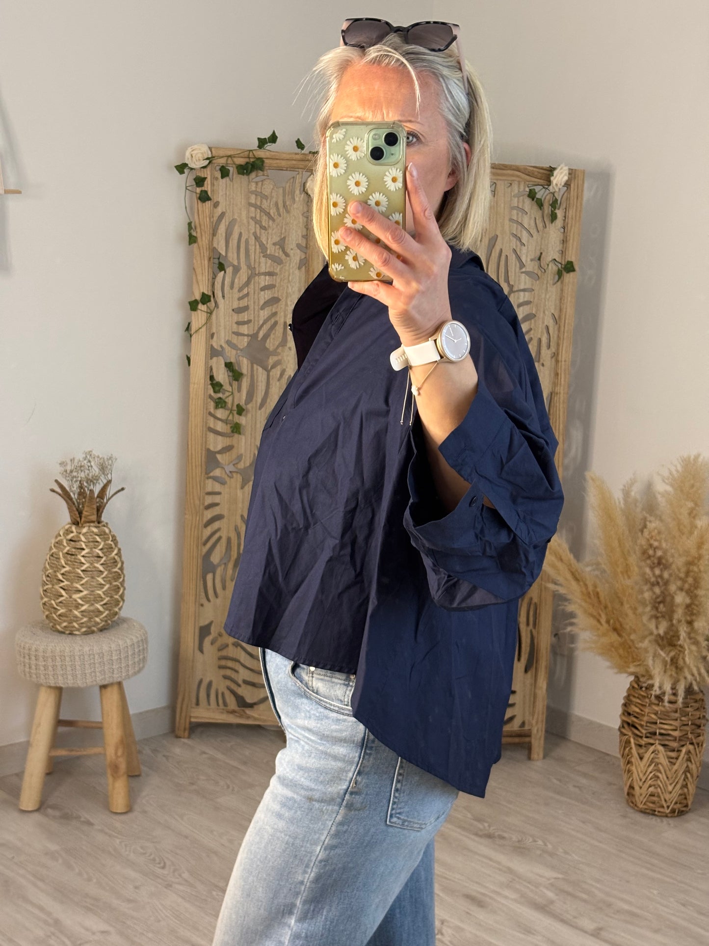 CHEMISE COURTE BLEUE