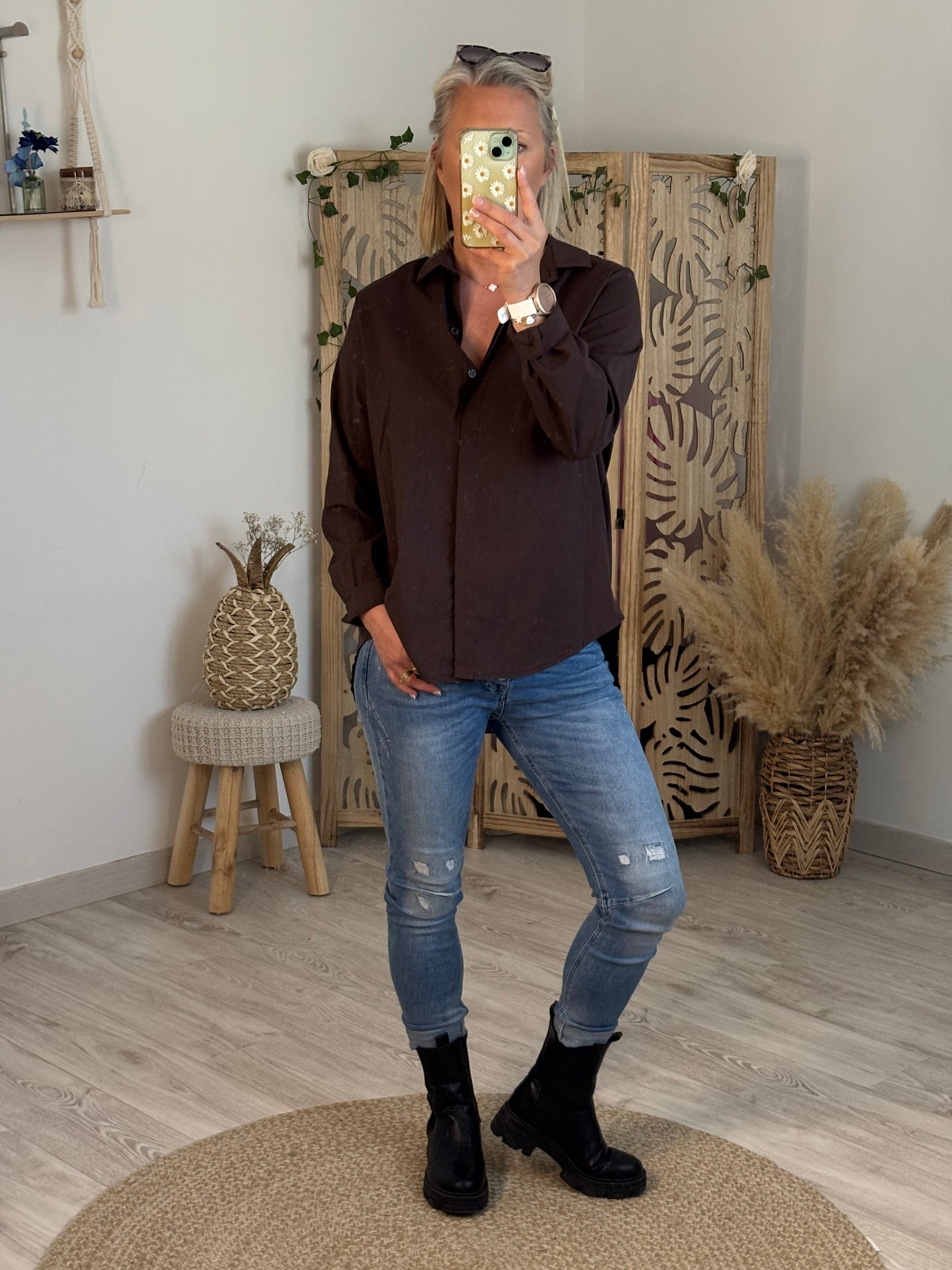CHEMISE LONGUE CHOCOLAT