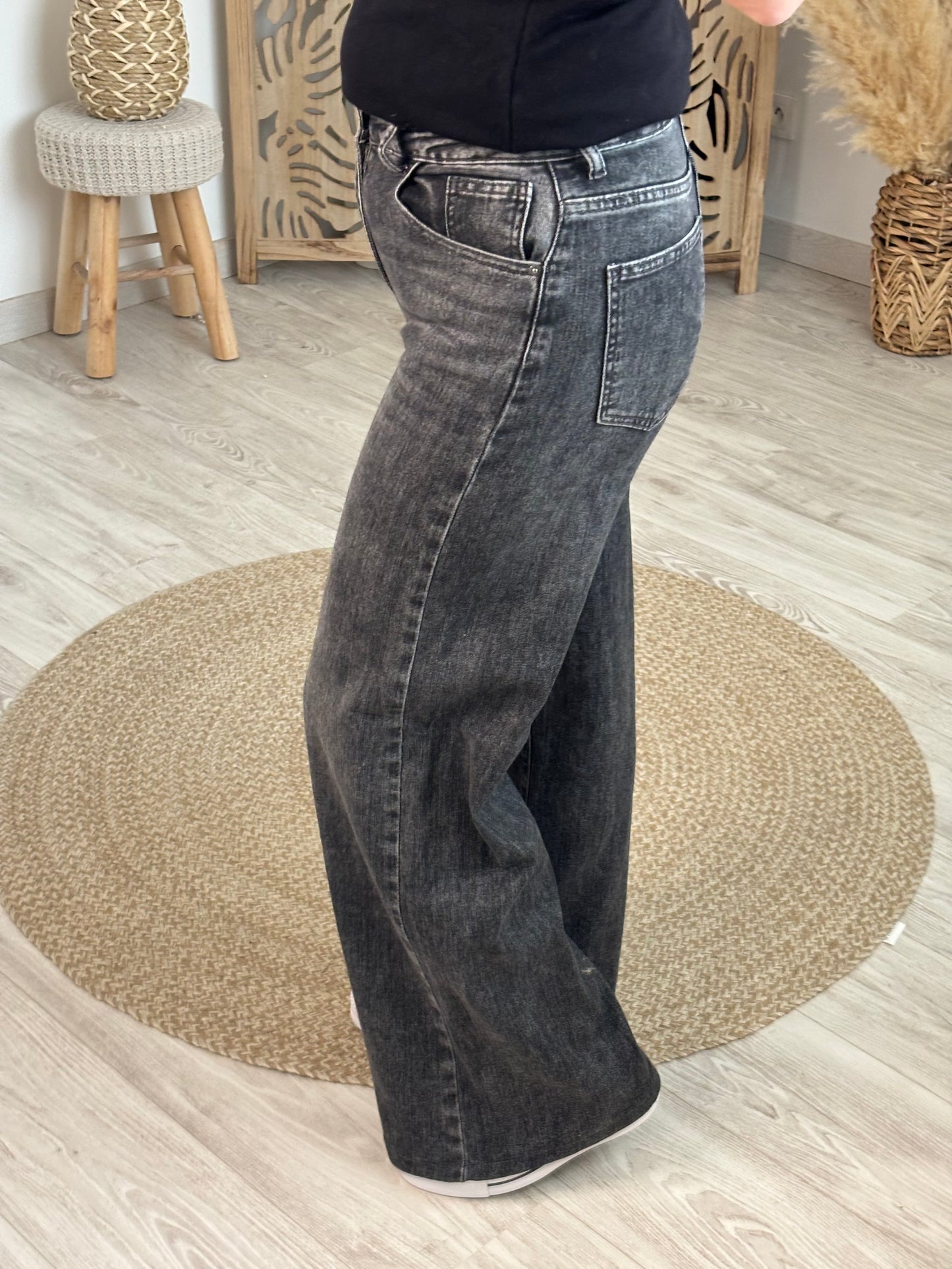 JEANS WIDE LEG GRIS