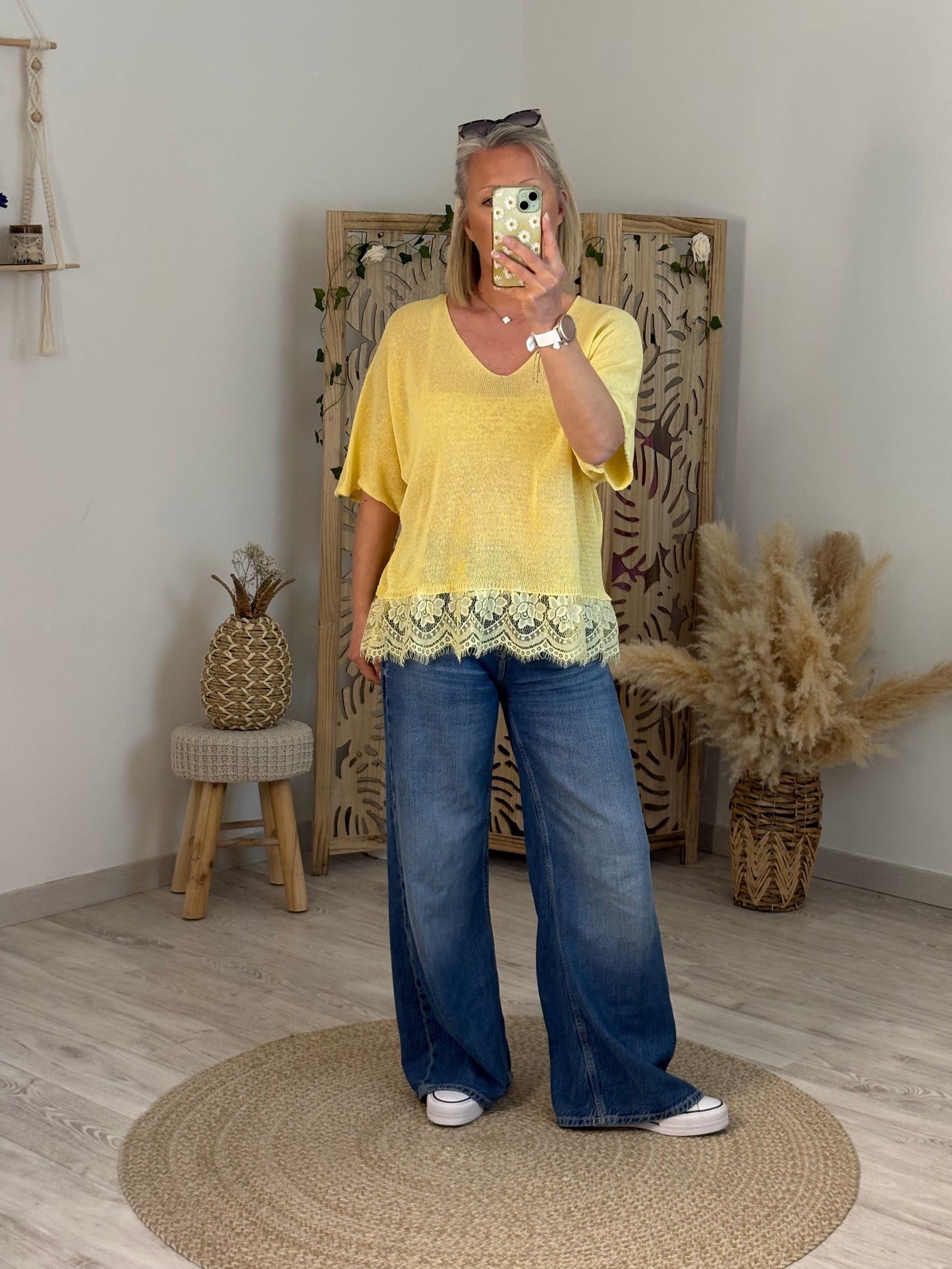 TUNIQUE BAS DENTELLE JAUNE