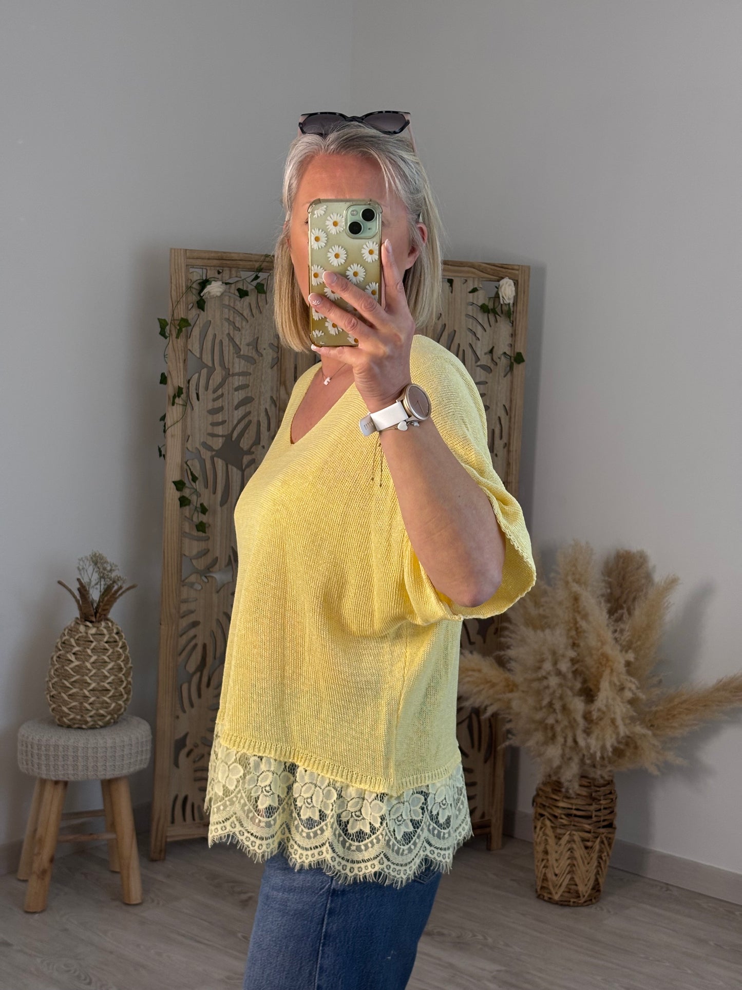 TUNIQUE BAS DENTELLE JAUNE