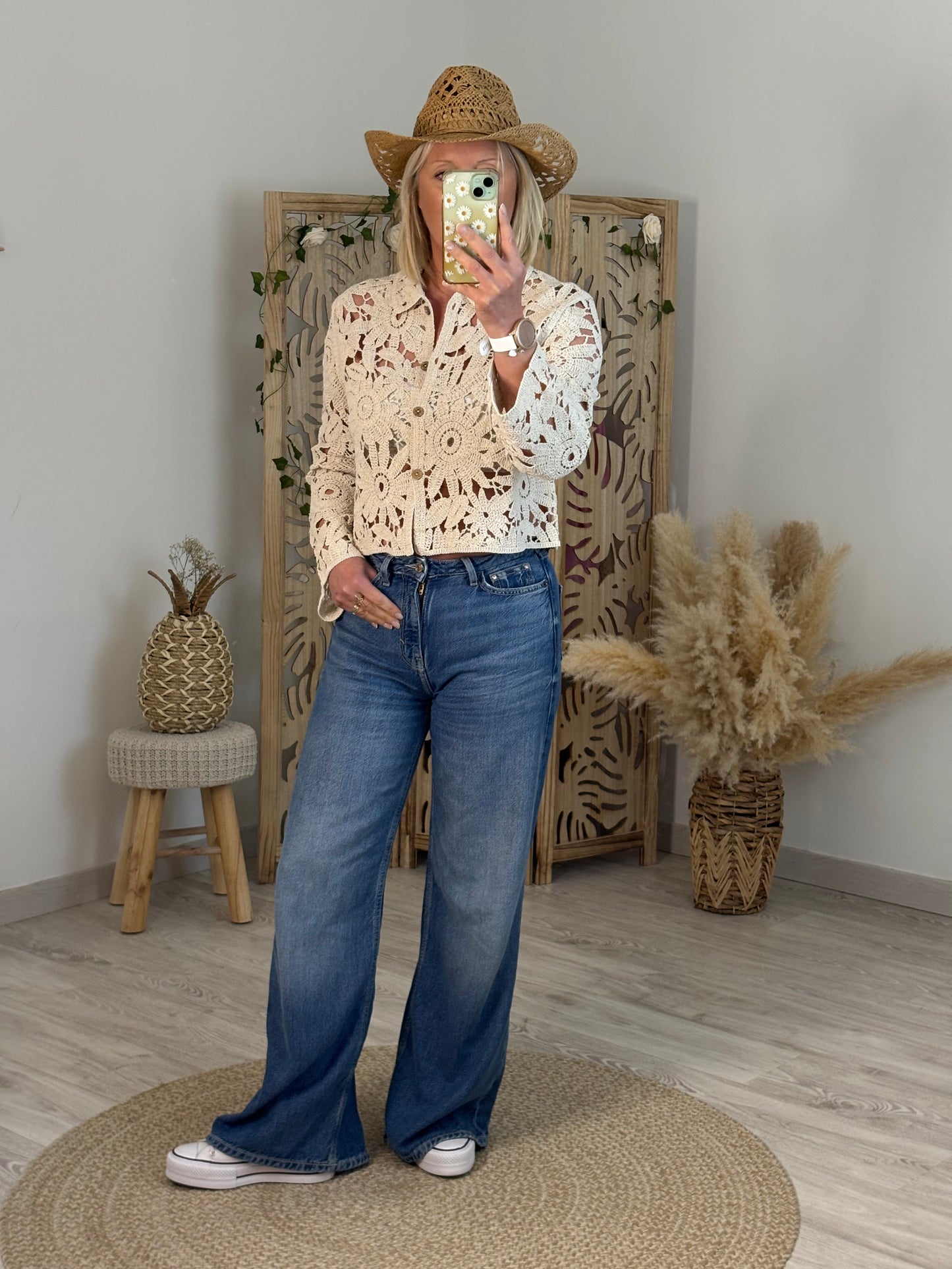 GILET MARGUERITE CROCHET BEIGE