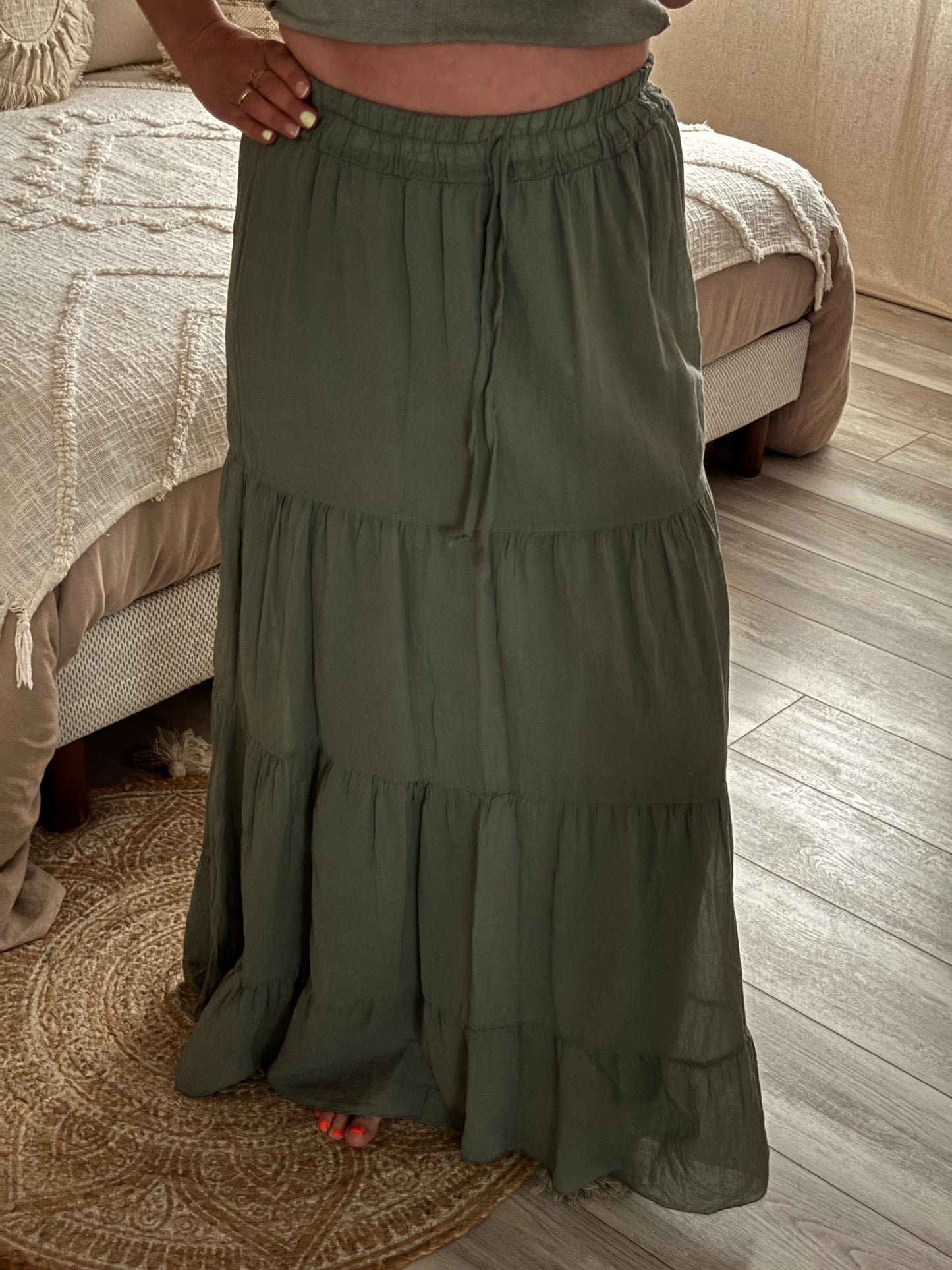 JUPE LONGUE BOHEME KAKI