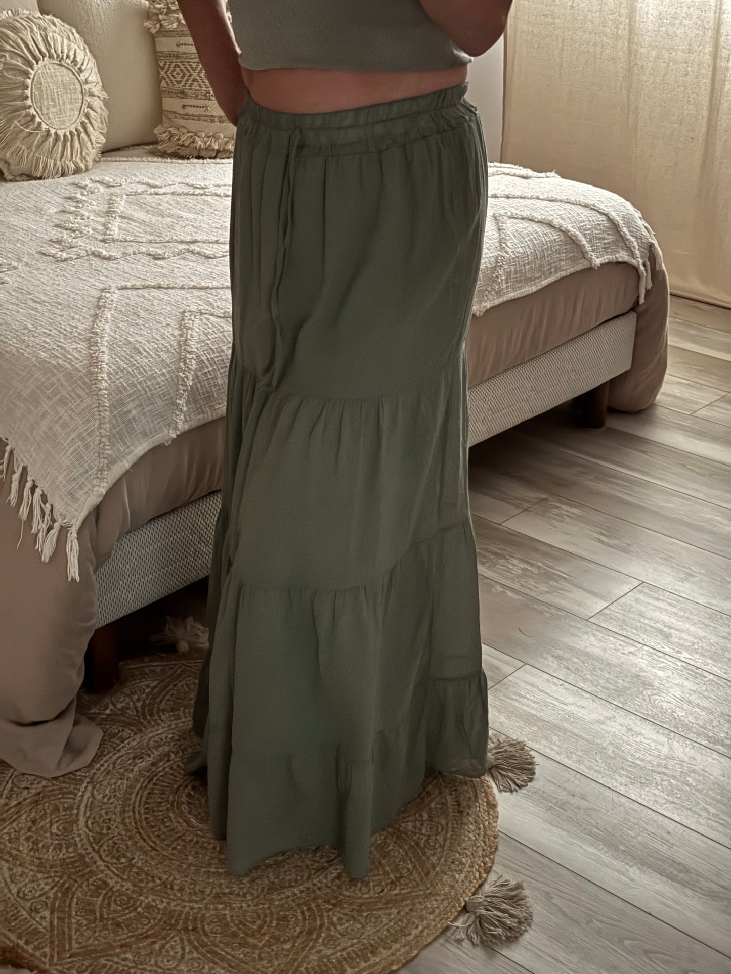 JUPE LONGUE BOHEME KAKI