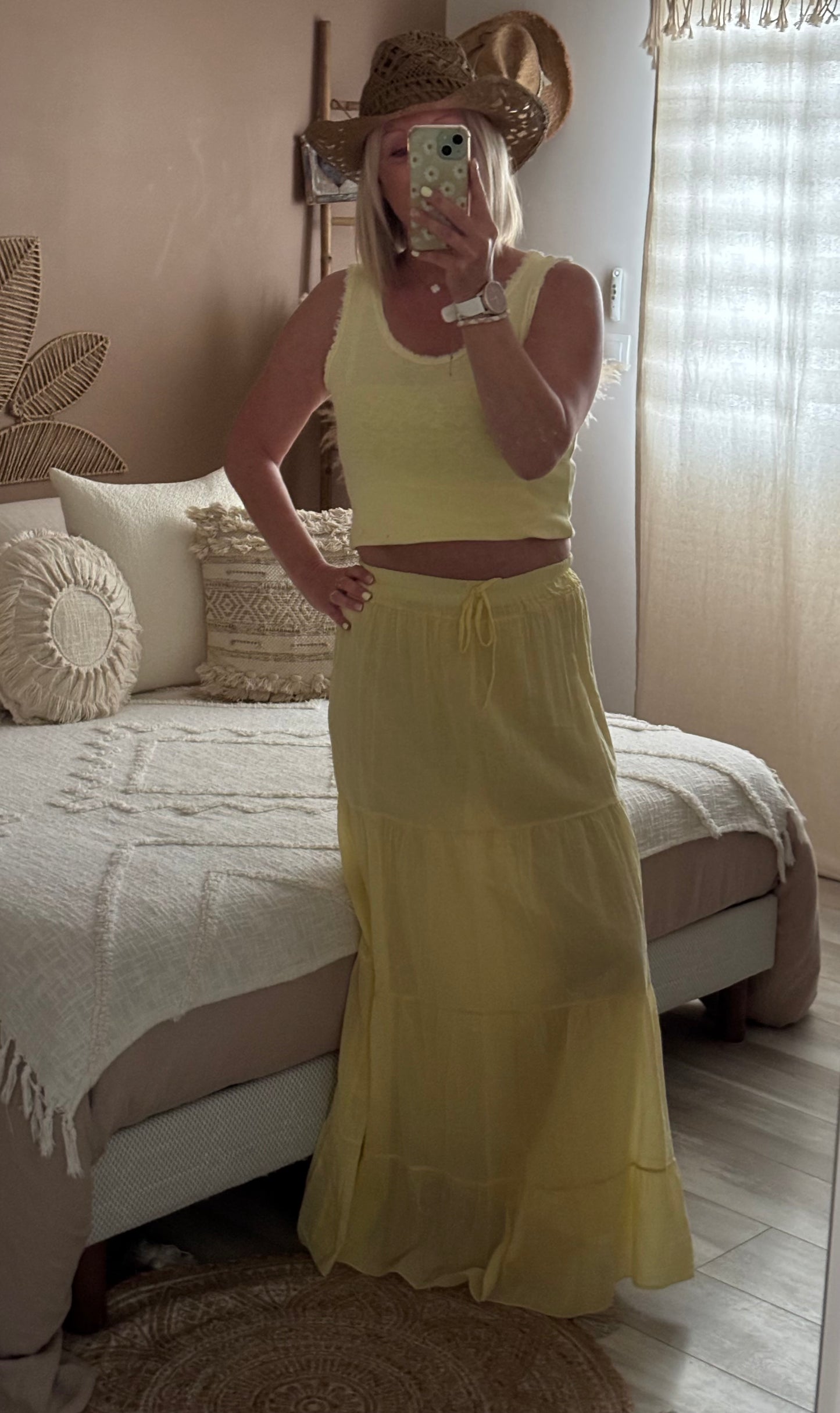 JUPE LONGUE BOHEME JAUNE