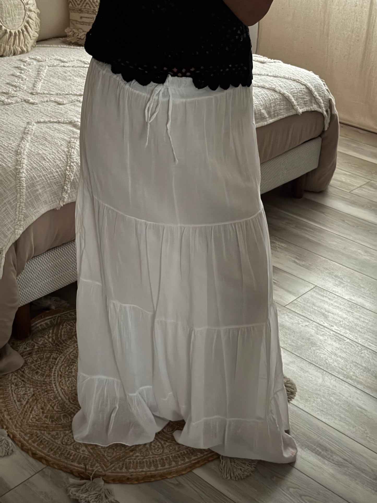 JUPE LONGUE BOHEME BLANCHE