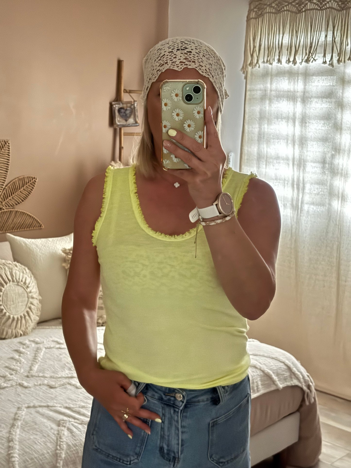 DEBARDEUR COTELE JAUNE FLUO DECHIRE