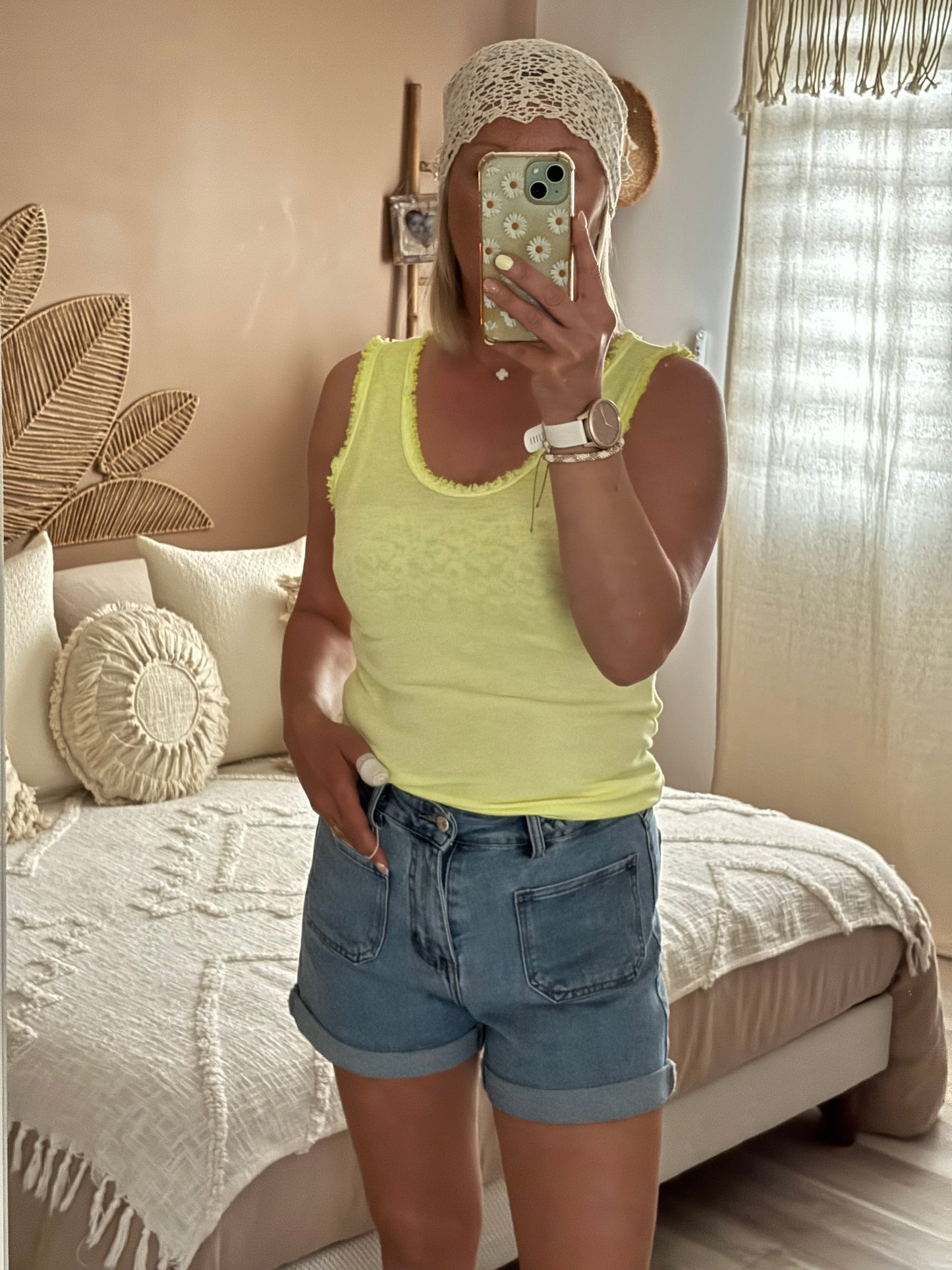 DEBARDEUR COTELE JAUNE FLUO DECHIRE