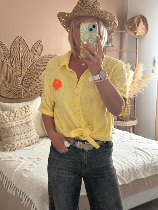 CHEMISE GAZE DE COTON JAUNE