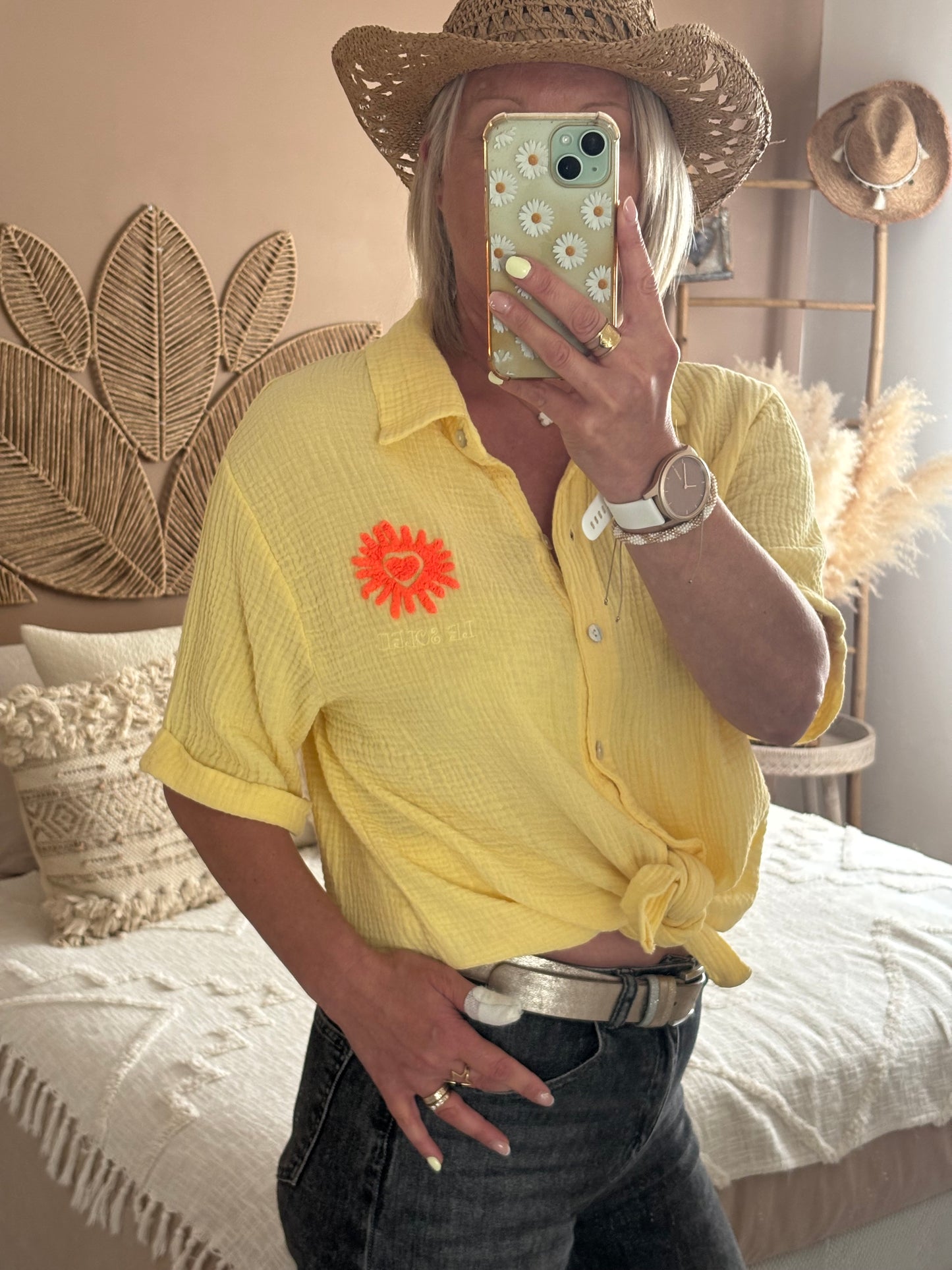 CHEMISE GAZE DE COTON JAUNE