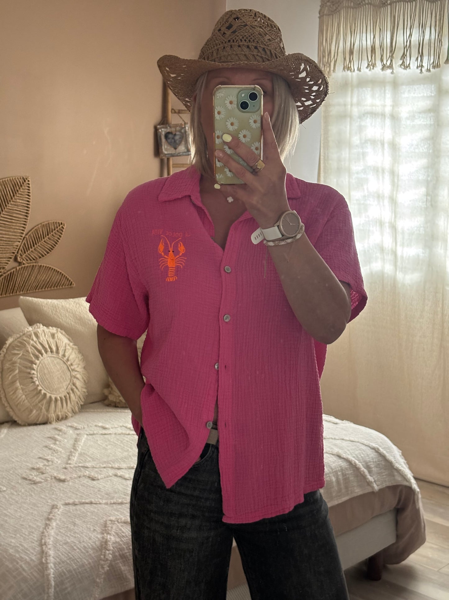 CHEMISE GAZE DE COTON PINK