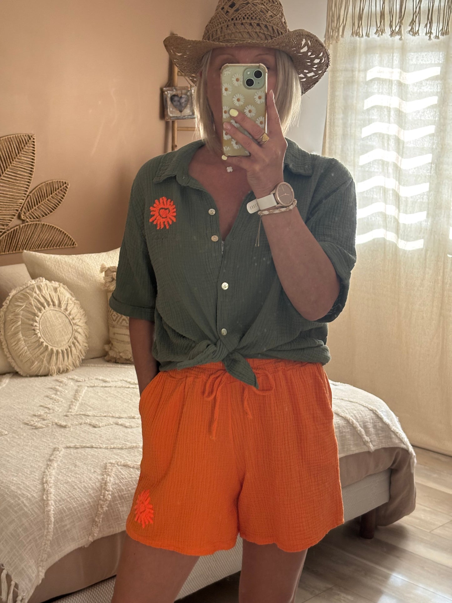 SHORT GAZE DE COTONN ORANGE