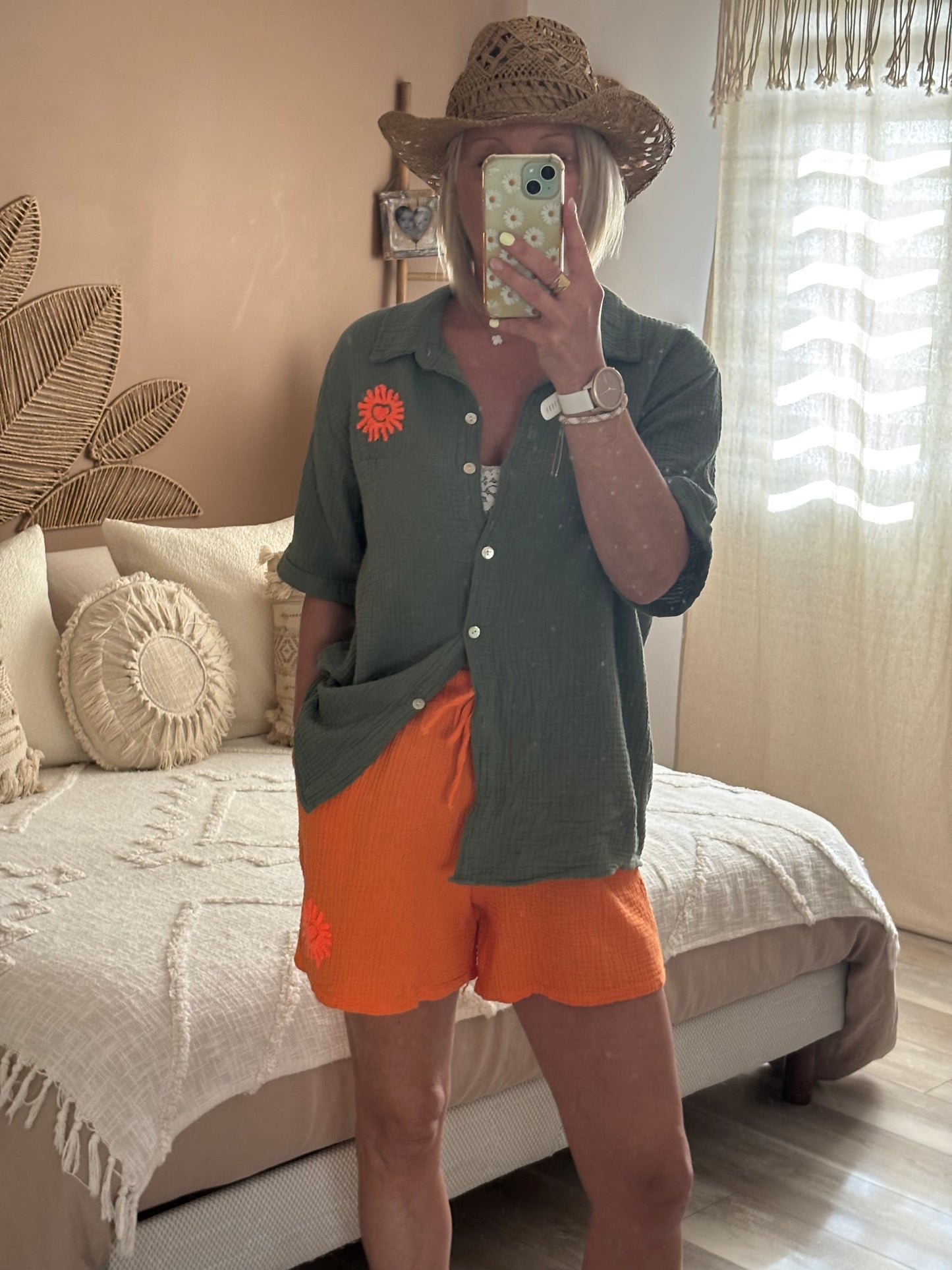 SHORT GAZE DE COTONN ORANGE