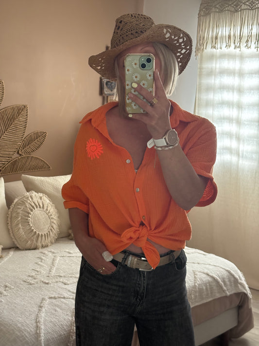 CHEMISE GAZE DE COTON ORANGE
