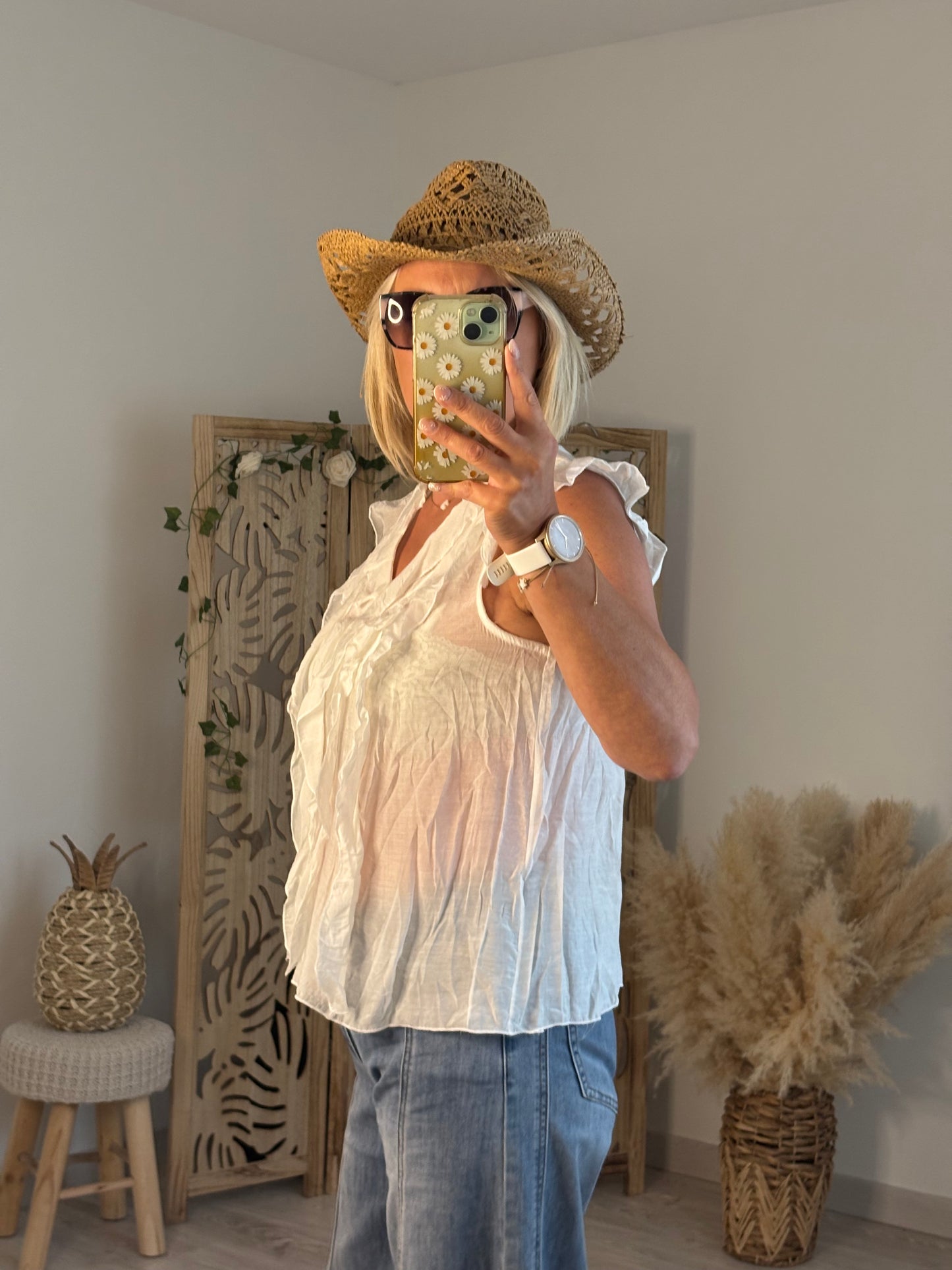 TOP EN VOILE BLANC