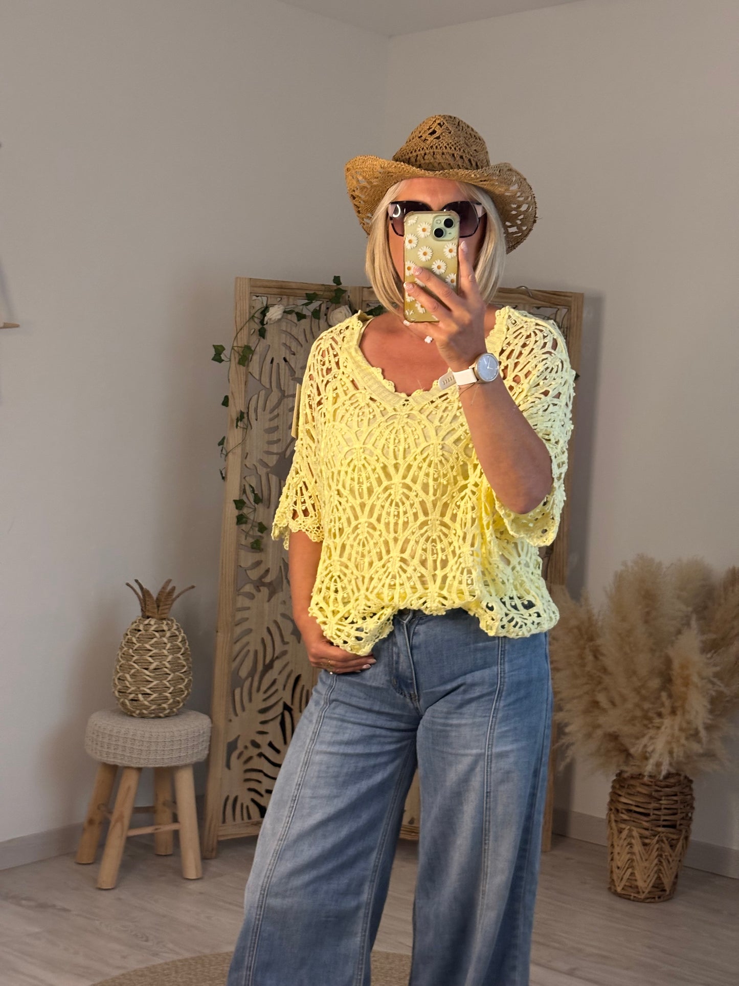 TUNIQUE DENTELLE JAUNE