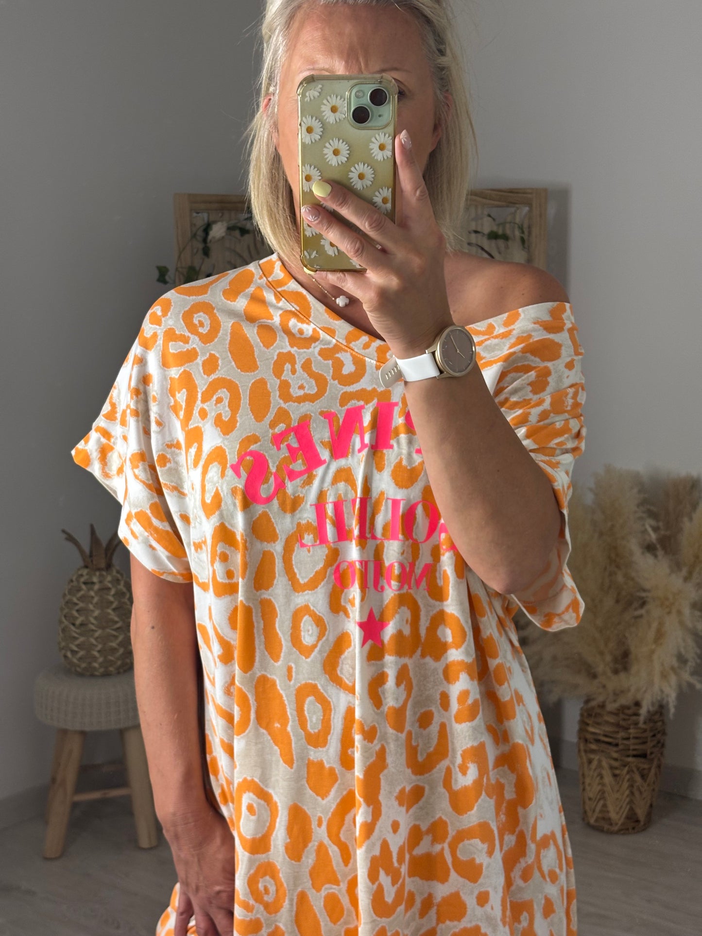 ROBE MI LONGUE IMPRIMEE LEO ORANGE