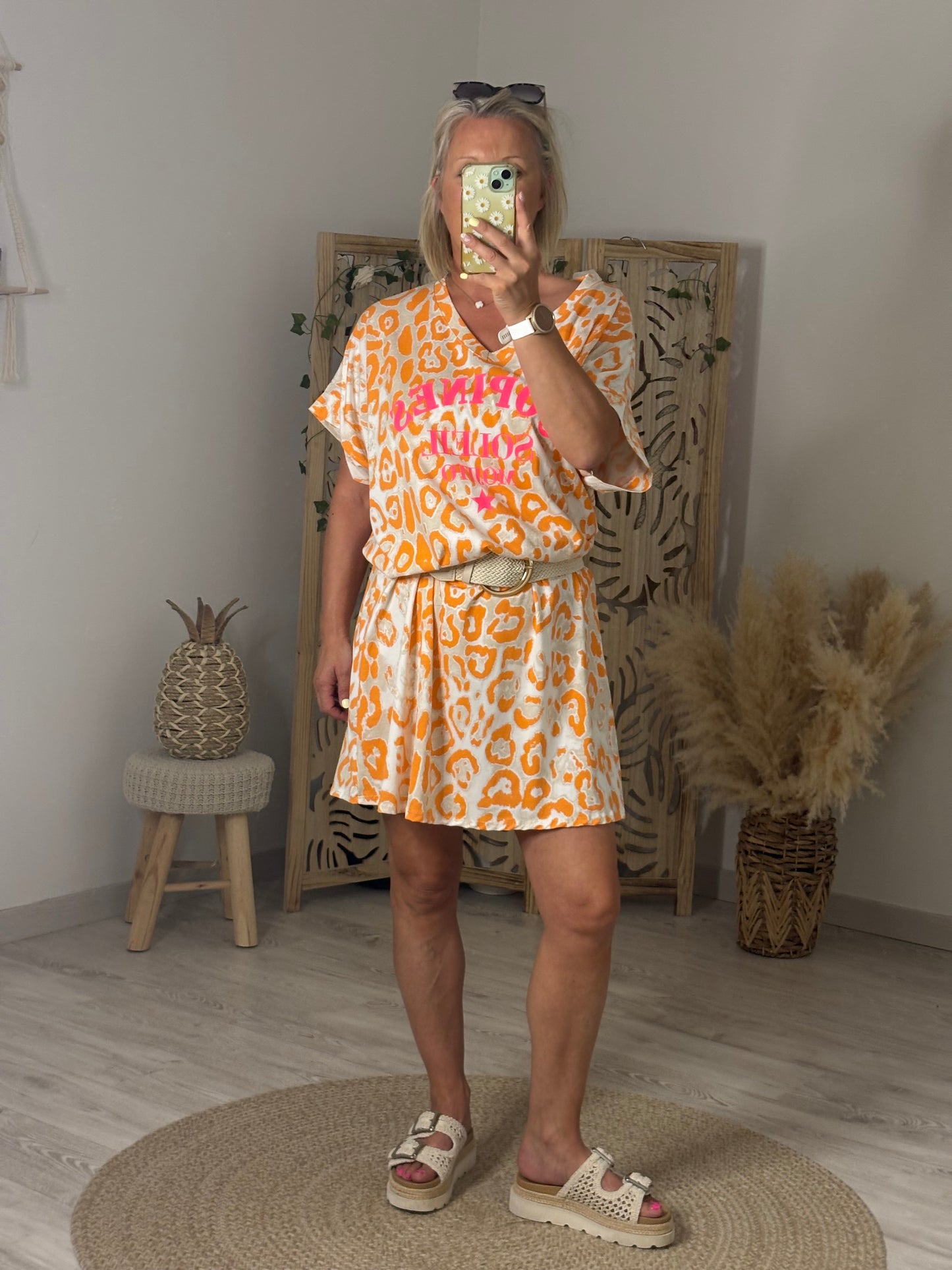 ROBE MI LONGUE IMPRIMEE LEO ORANGE