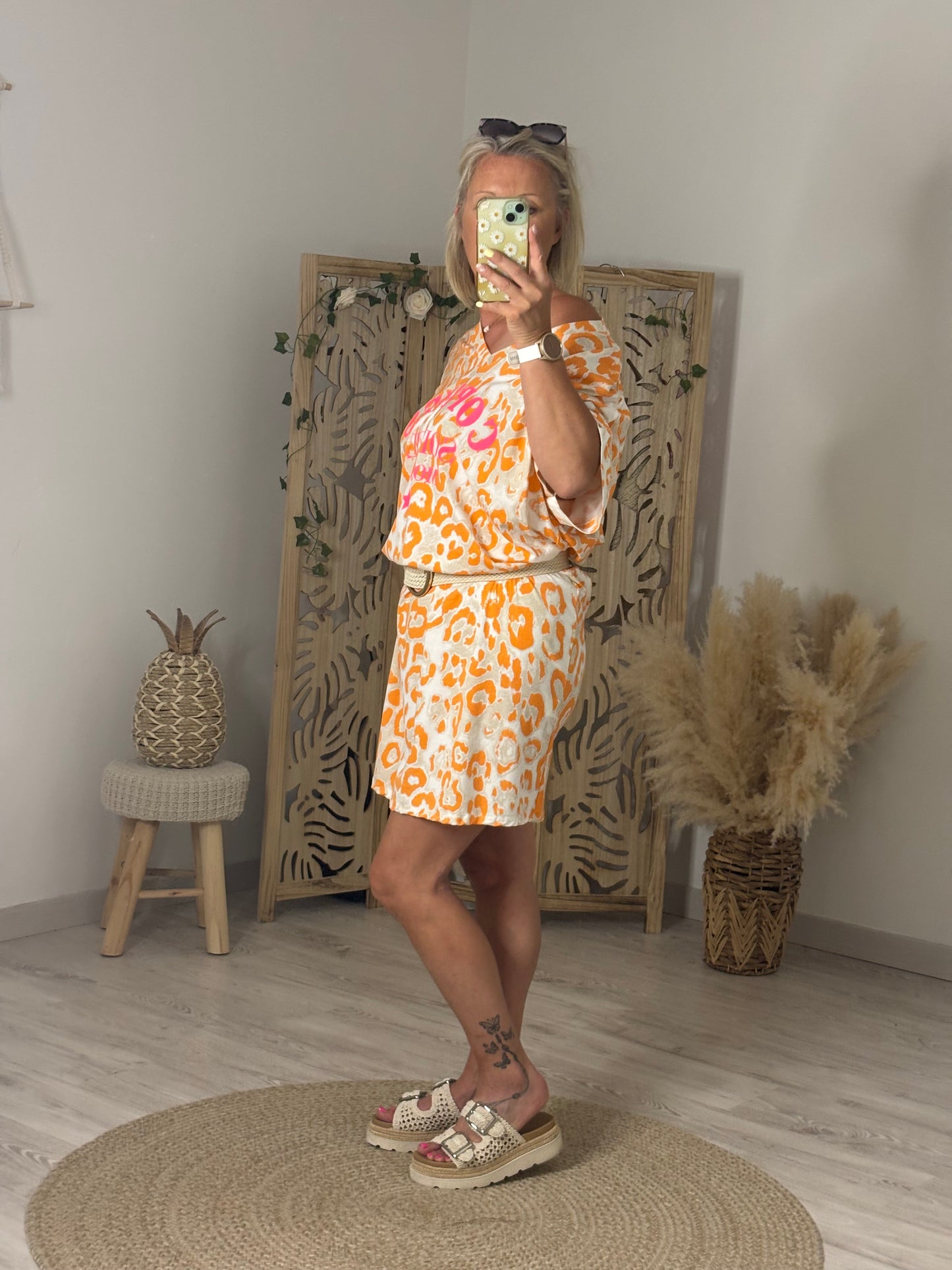 ROBE MI LONGUE IMPRIMEE LEO ORANGE