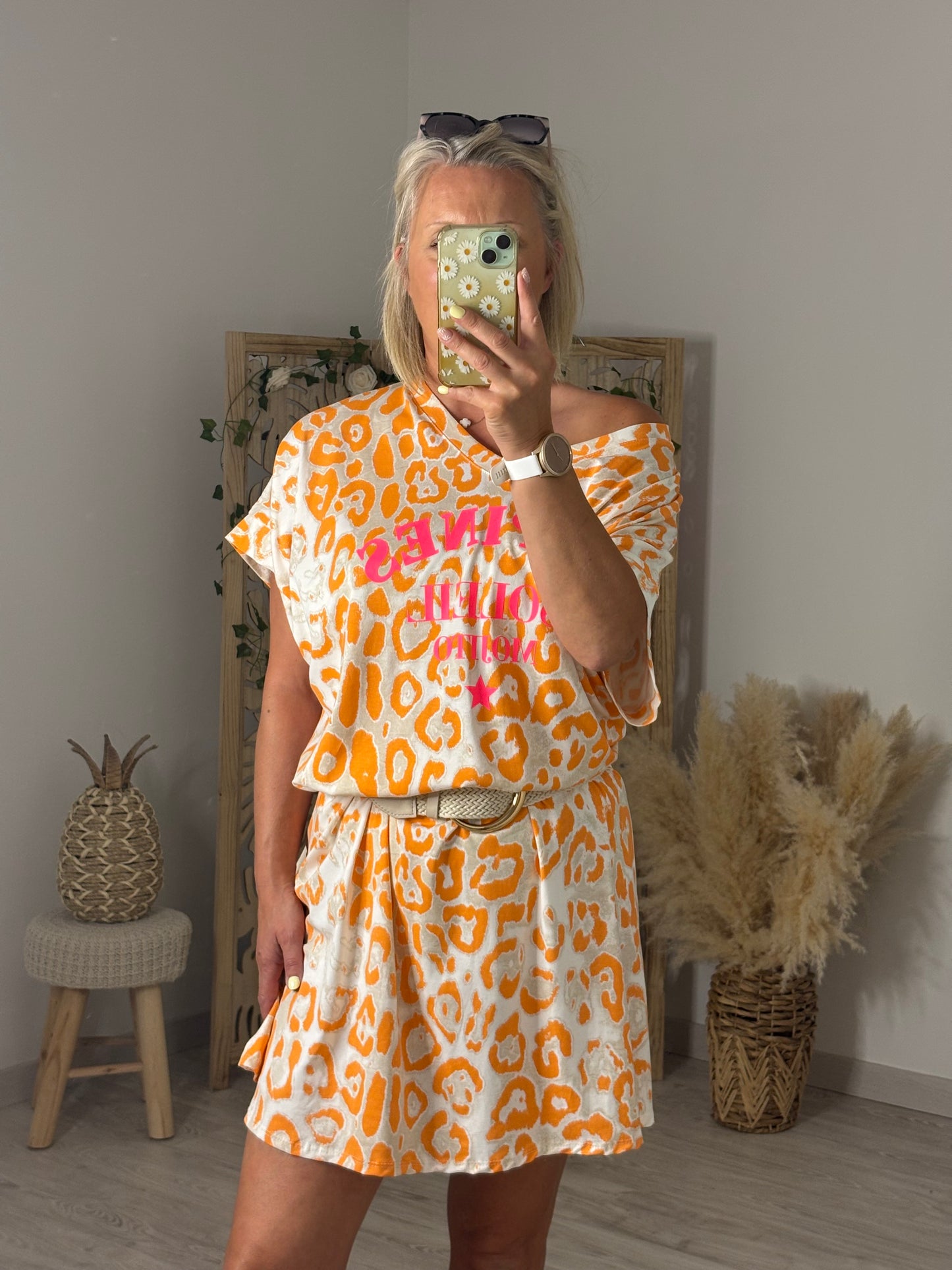 ROBE MI LONGUE IMPRIMEE LEO ORANGE