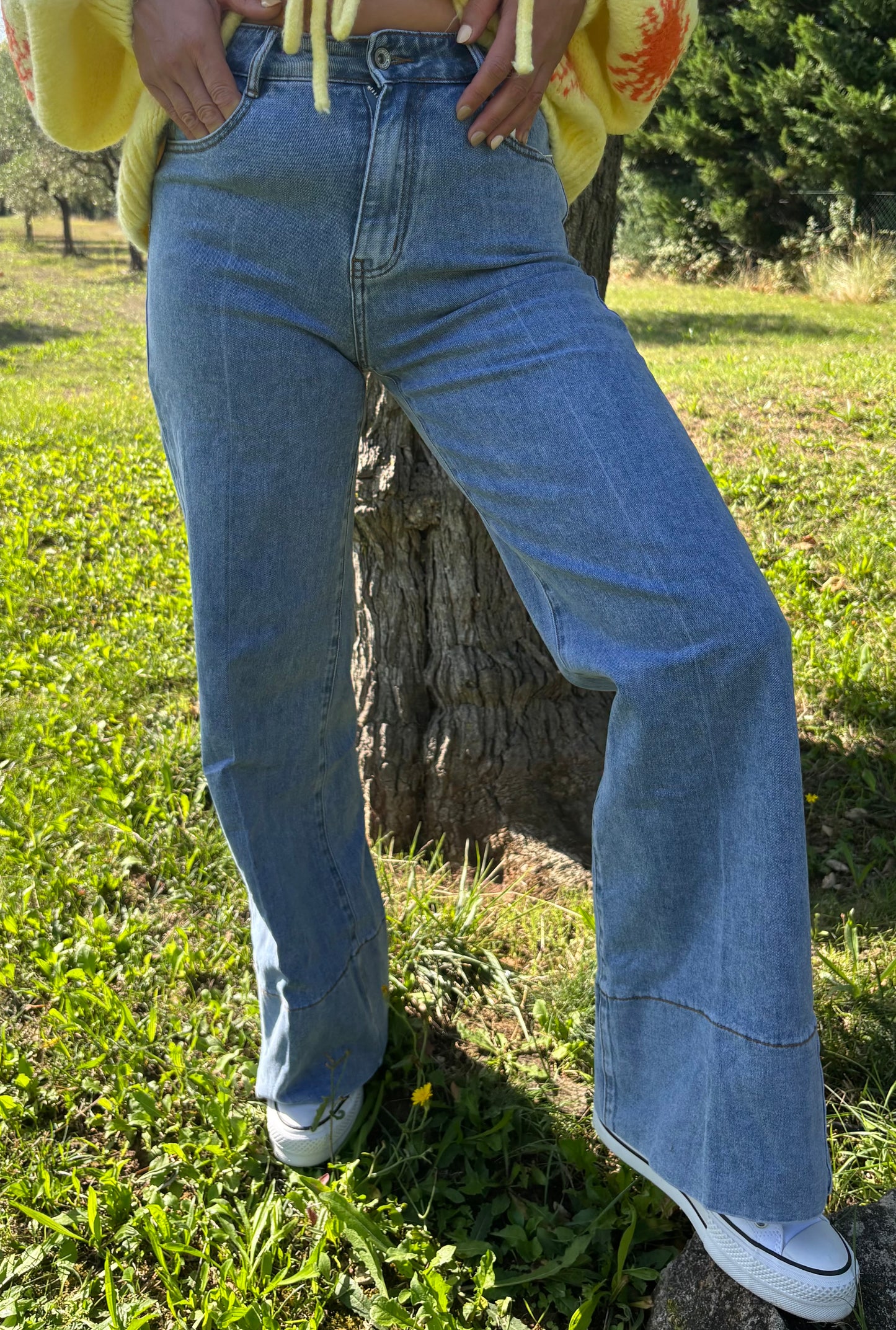 JEANS WIDE LEG BLEU CLAIR