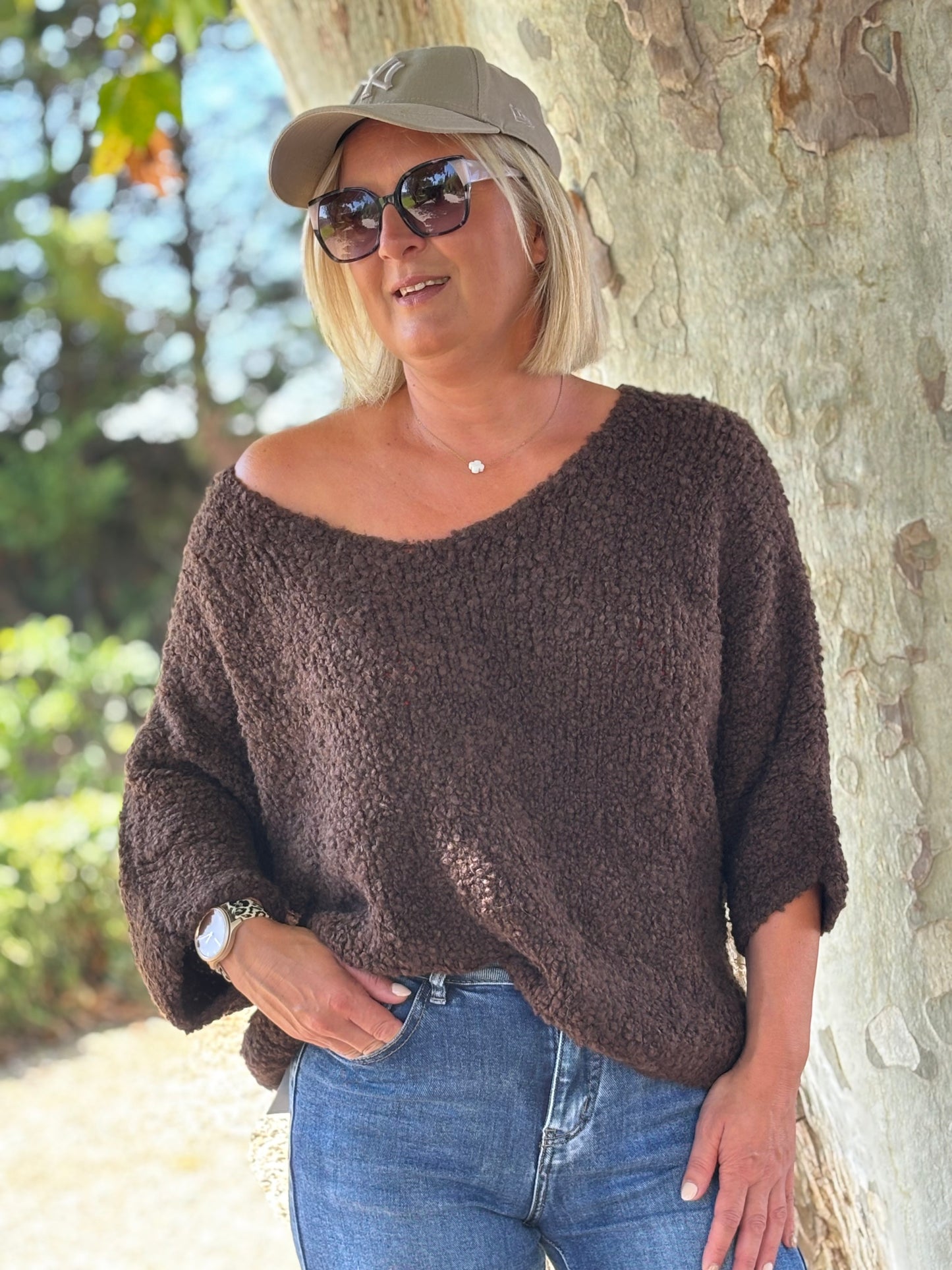 PULL BOUCLETTE CHOCOLAT