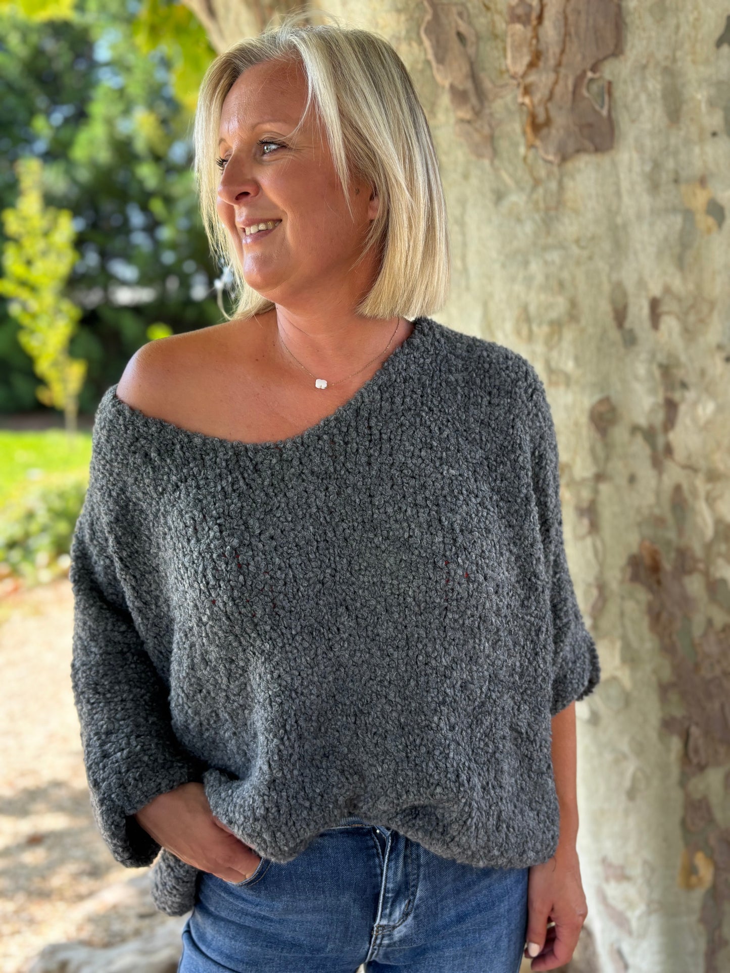 PULL BOUCLETTE GRIS