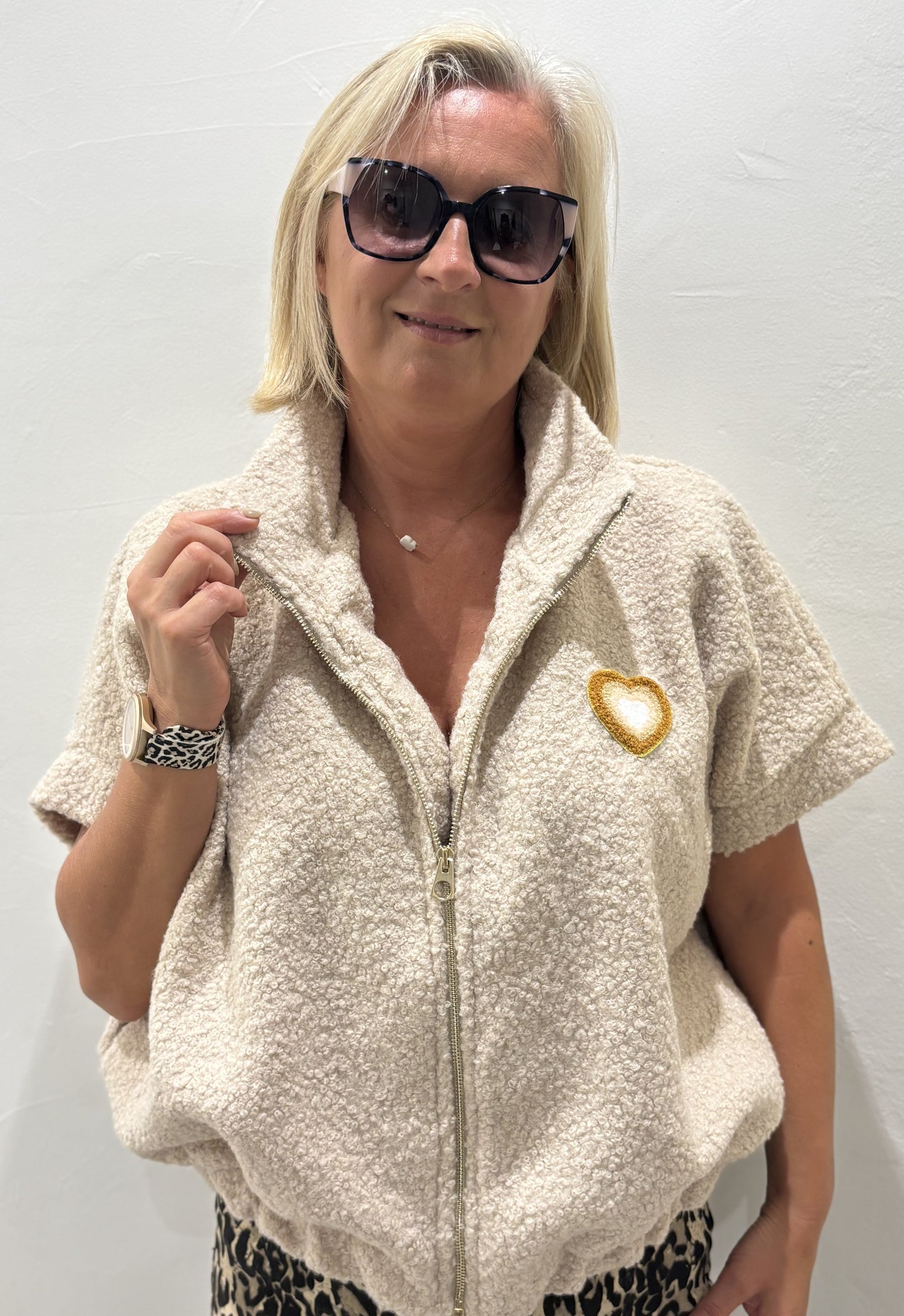 VESTE COEUR BEIGE