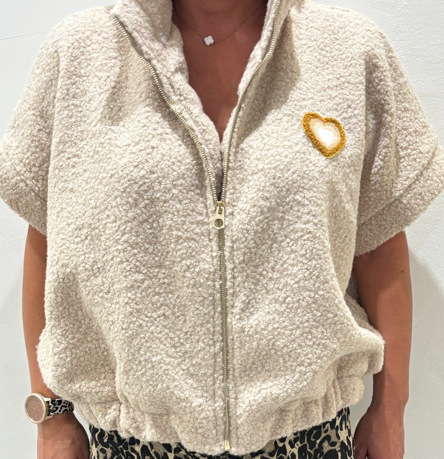 VESTE COEUR BEIGE