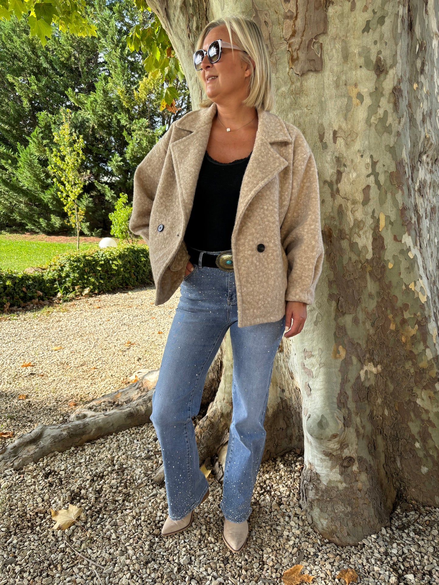 JEANS DROIT BLEU PAILLETTES