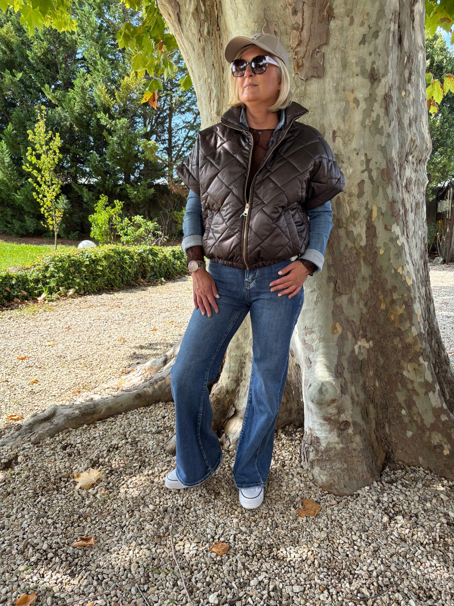 BLOUSON S/MANCHES CHOCOLAT