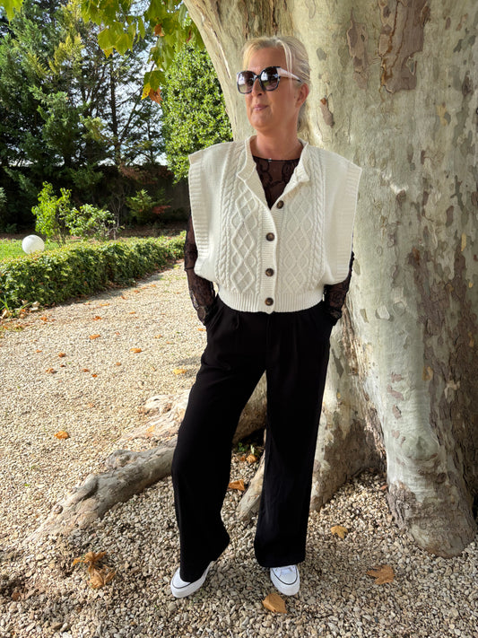 GILET TORSADE ECRU