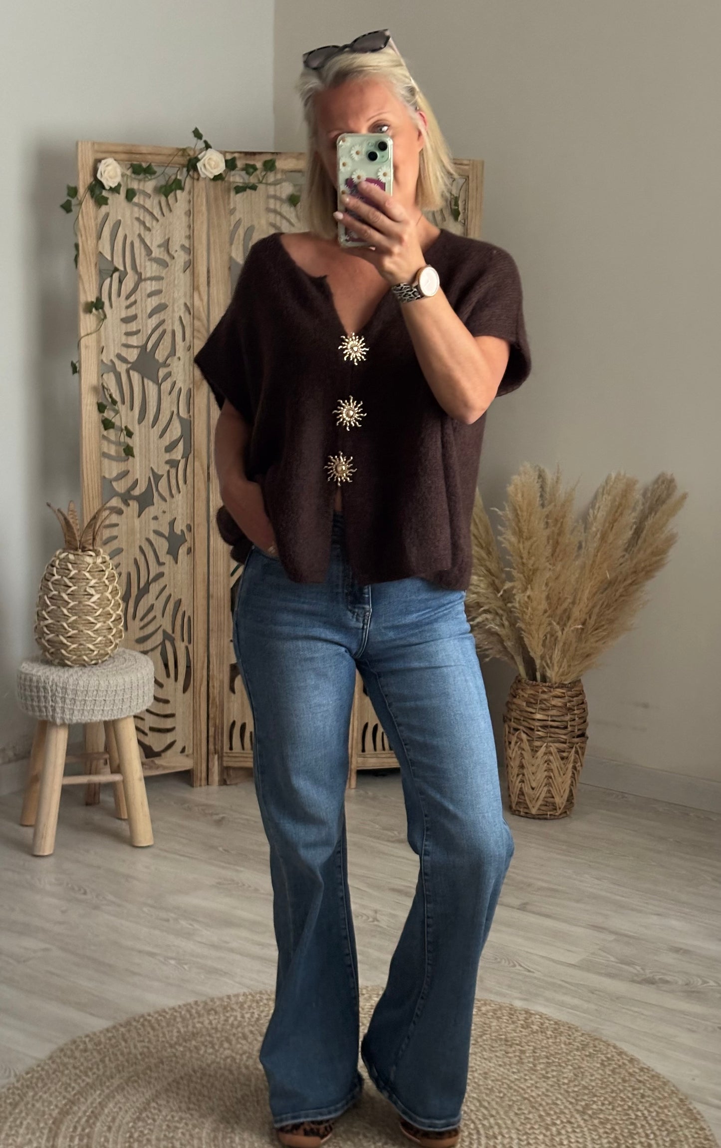 GILET MANCHES COURTES CHOCOLAT