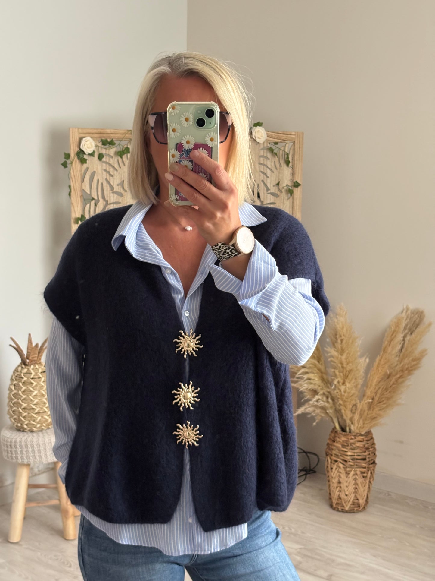 GILET MANCHES COURTES BLEU MARINE